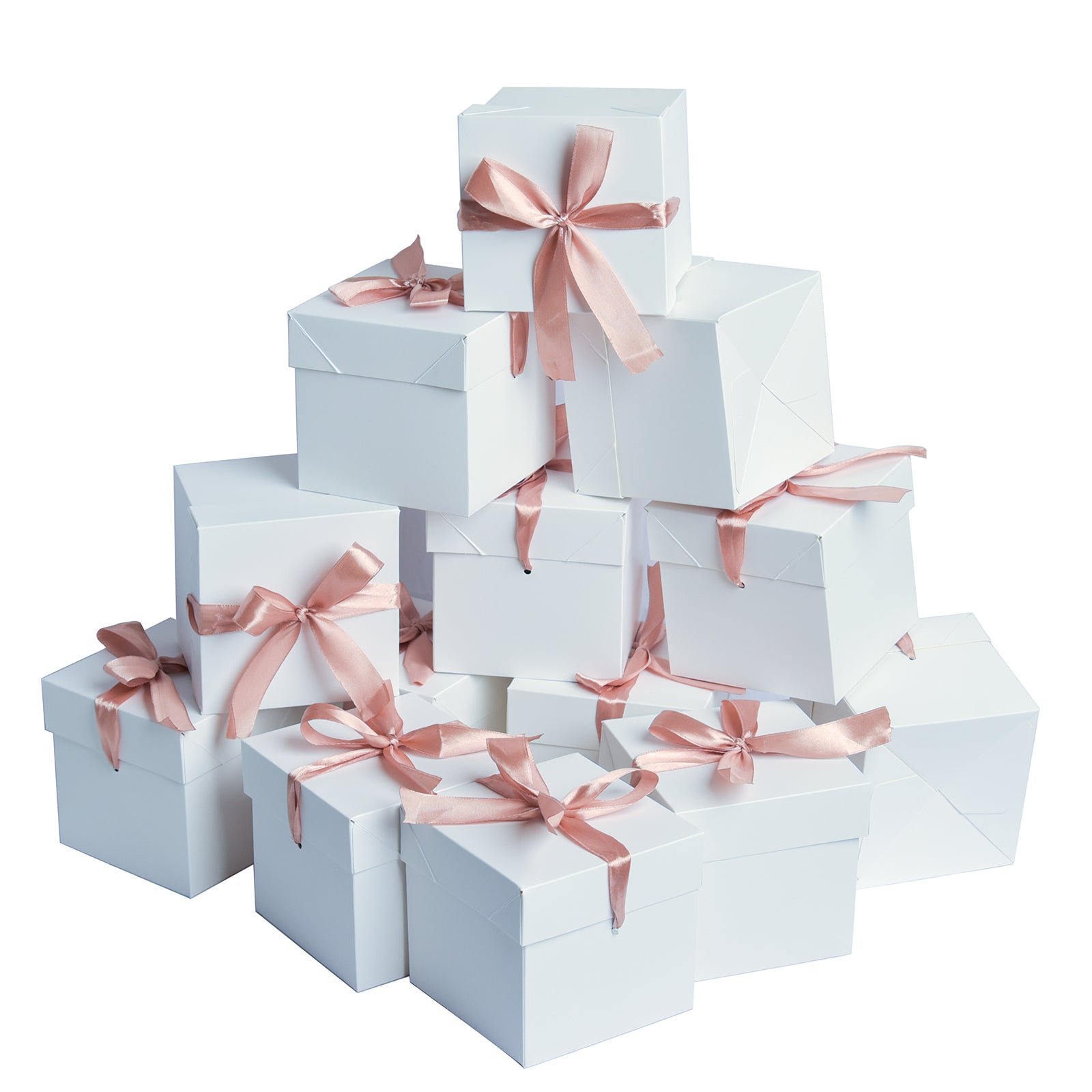 12 Pcs Squared Gift Boxes with Lids,White Gift Boxes for Birthdays Christmas,Mother's Day, Valentine's Day (White, 4x4x4 Inch)