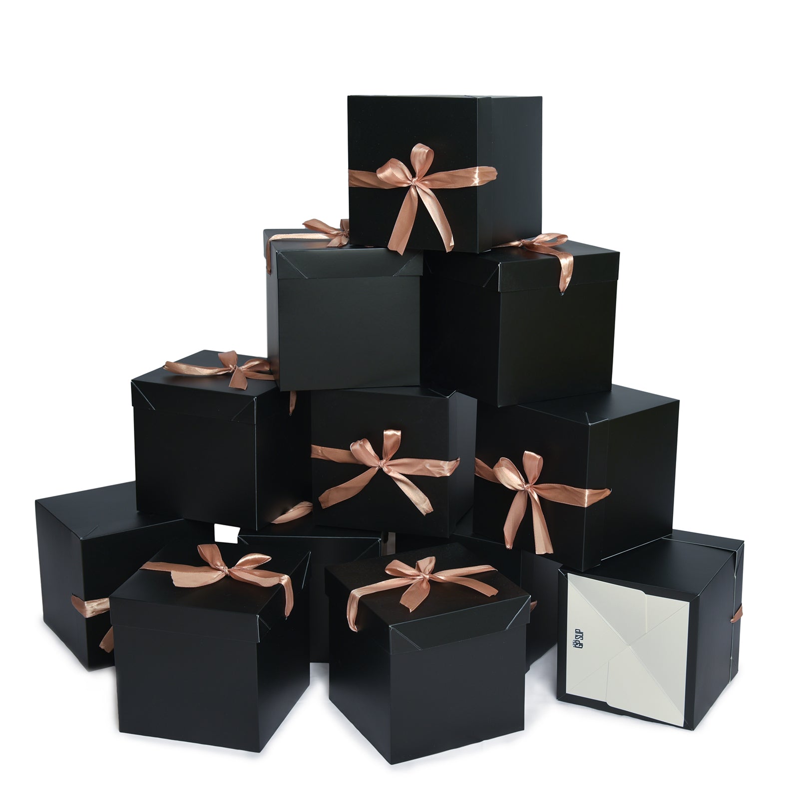12 Pcs Black Boxes with lids,Beautiful Squared Boxes with Lids Perfect for Weddings, Birthday, Christmas, Valentines Day(Black, 6x6x6 Inch)