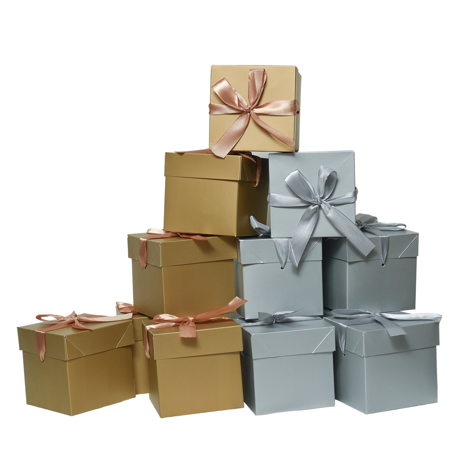 6 Pcs Gold & 6 Pcs Silver Gift Boxes with Lids for Birthday Wedding Party,Christmas Gift Box (12 Pcs, Finished Size 6'' x 6''x 6'')