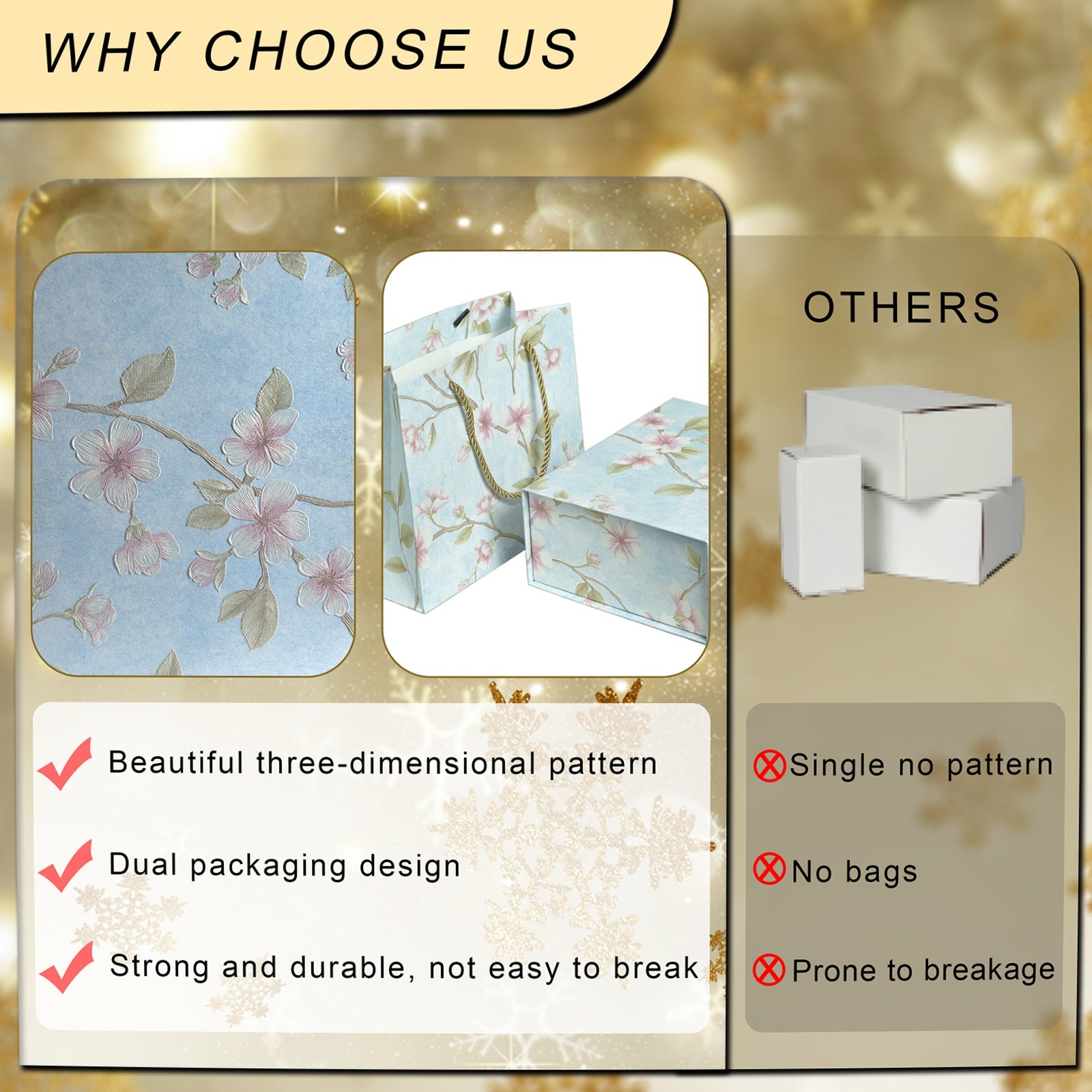Gift Box 9.8"x7.9"x4", Magnetic Closure Rectangle Collapsible Box for Christmas,Valentine's Day and Anniversaries
