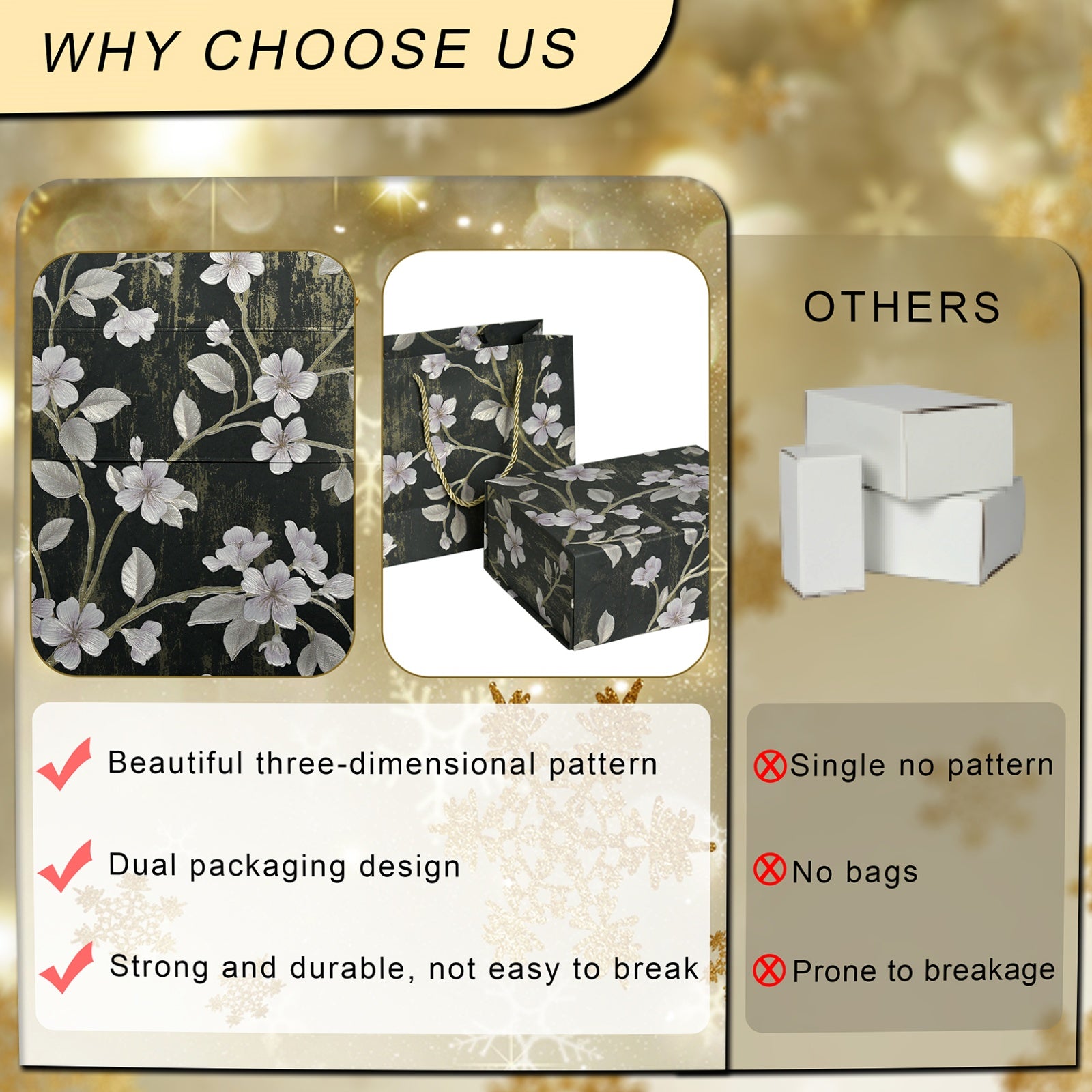 Gift Box 9.8"x7.9"x4" Magnetic Closure Rectangle Collapsible Box for Christmas,Valentine's Day and Anniversaries