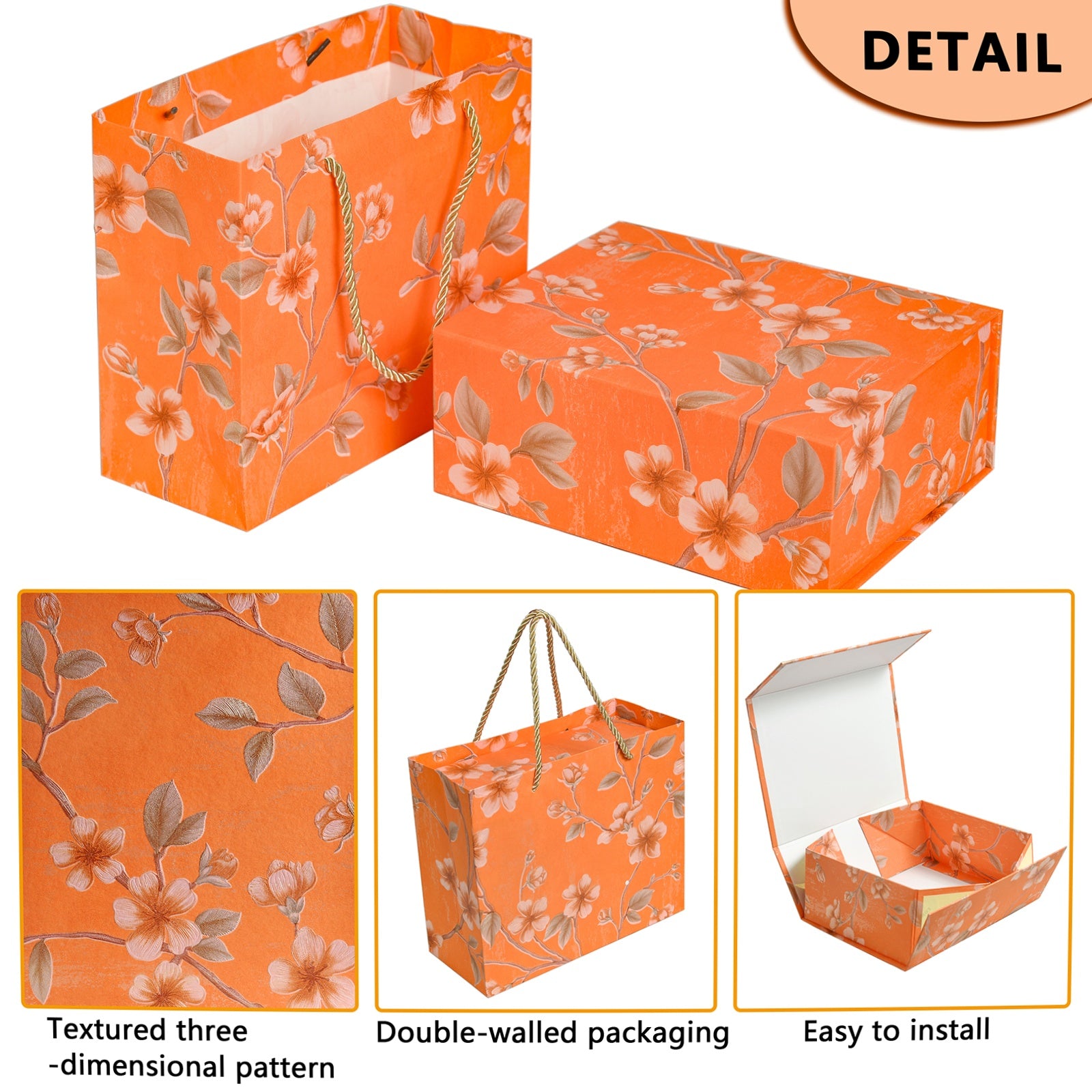 Luxurious Gift Box, 9.8"x7.9"x4" Magnetic Closure Rectangle Collapsible Box for Christmas,Valentine's Day and Anniversaries