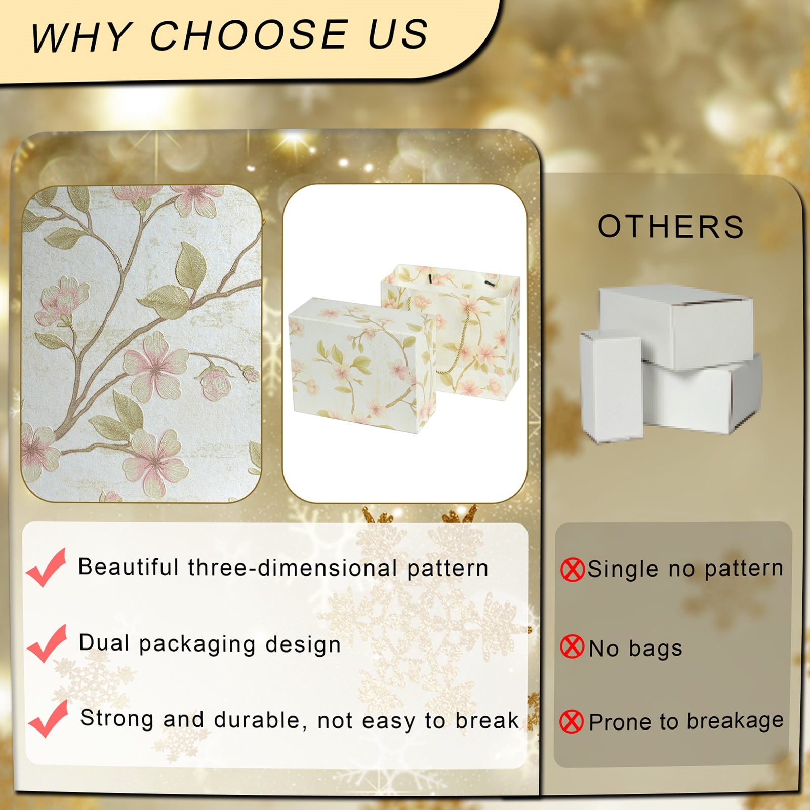 Gift Box 9.8"x7.9"x4", Magnetic Closure Rectangle Collapsible Box for Christmas,Valentine's Day and Anniversaries