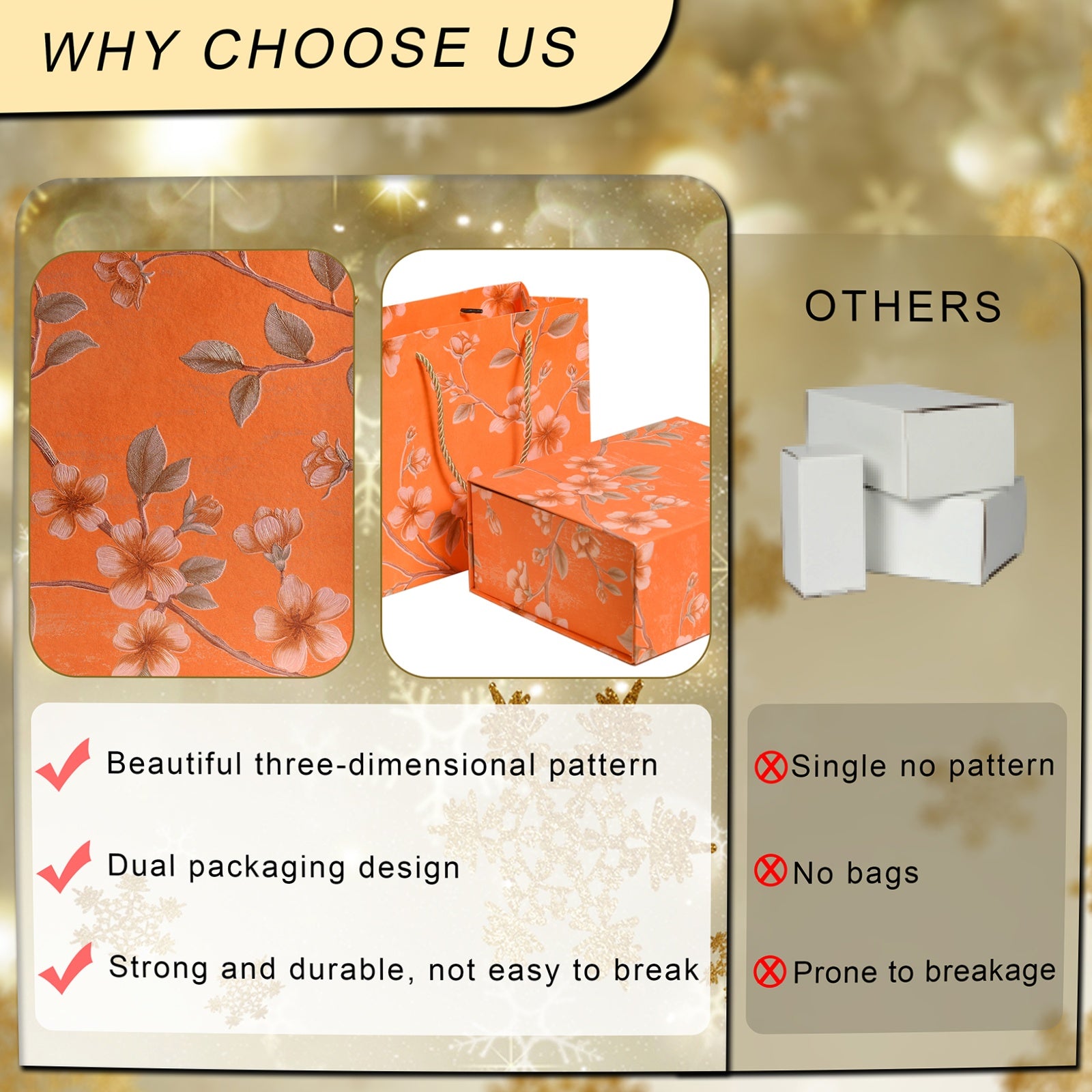 Luxurious Gift Box, 9.8"x7.9"x4" Magnetic Closure Rectangle Collapsible Box for Christmas,Valentine's Day and Anniversaries