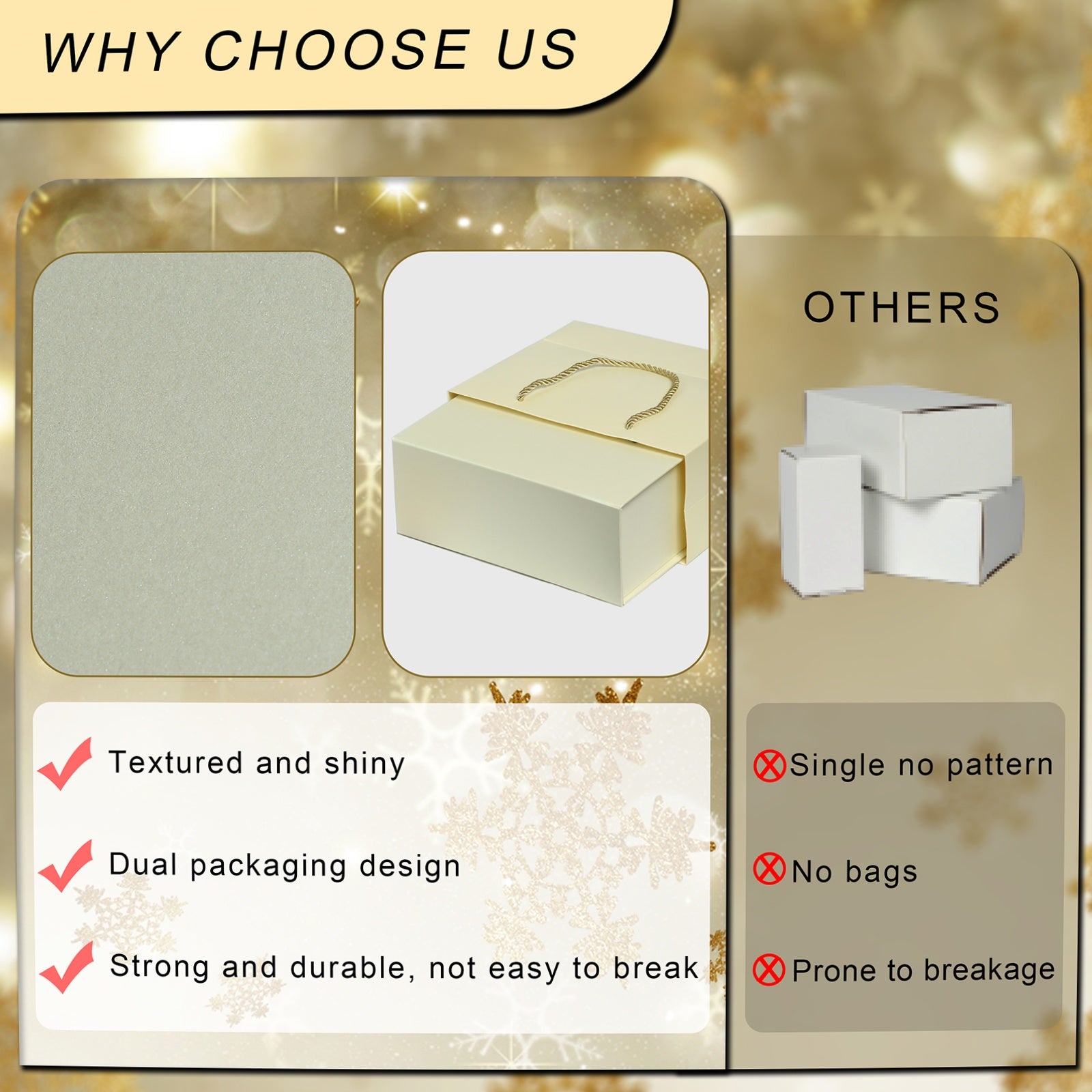 Luxury Gift Boxes with Lids for Presents Magnetic Closure Rectangle Collapsible for Christmas, Halloween, Birthday,Valentine's Day Gift Packging (Beige)