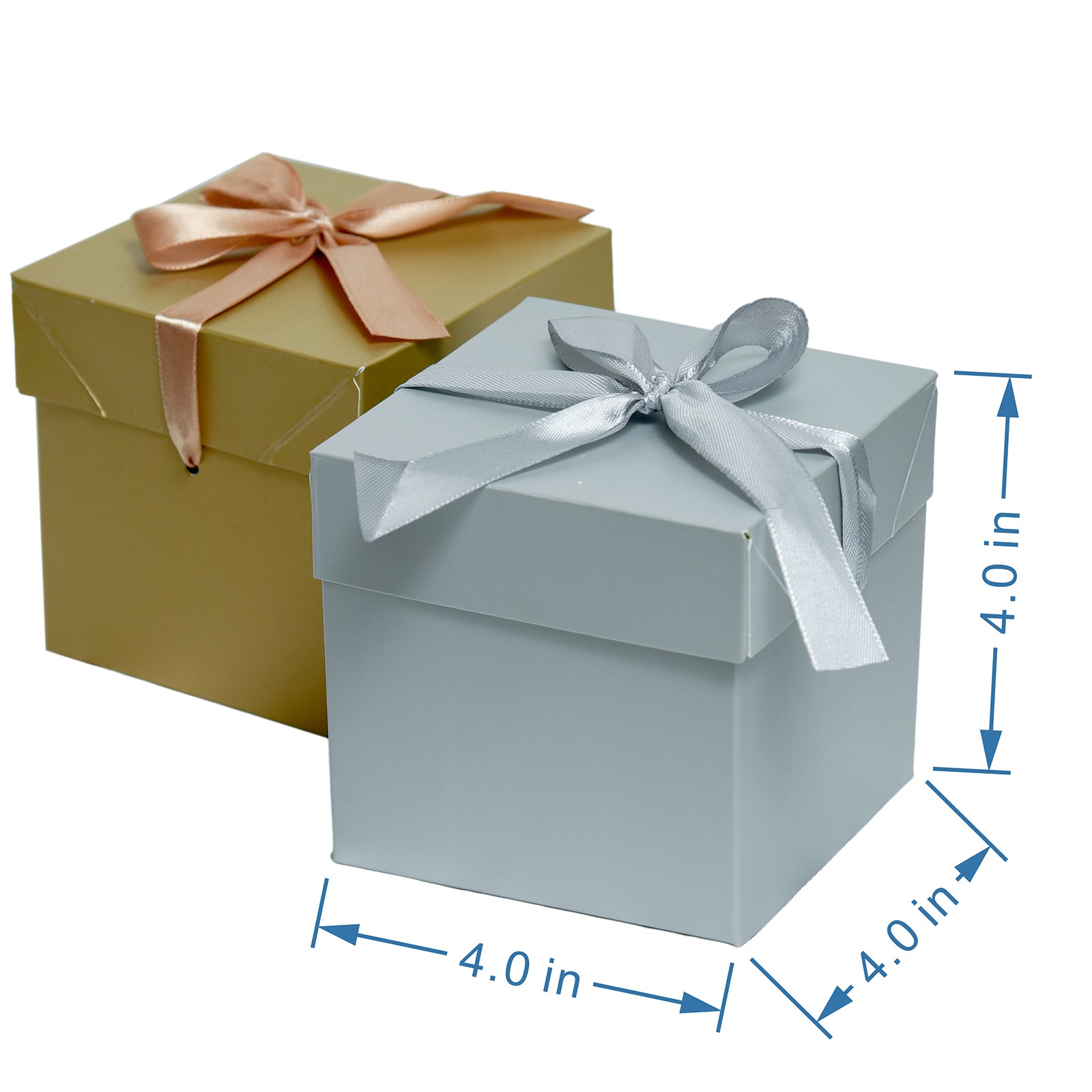 6 Pcs Gold & 6 Pcs Silver Gift Boxes with Lids for Birthday Wedding Party，Christmas Gift Box (12 Pcs, Finished Size 4'' x 4''x 4'')