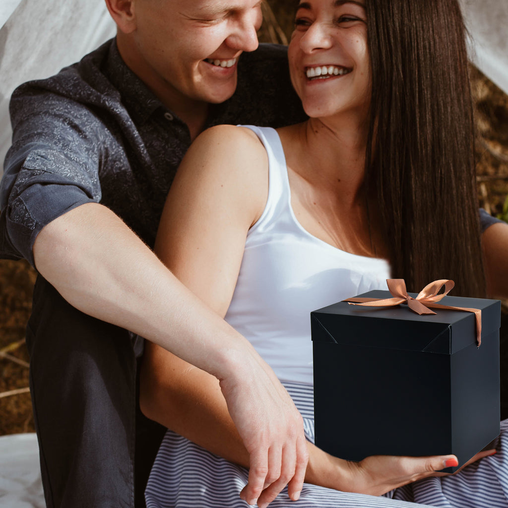 12 Pcs Black Boxes with lids,Beautiful Squared Boxes with Lids Perfect for Weddings, Birthday, Christmas, Valentines Day(Black, 6x6x6 Inch)