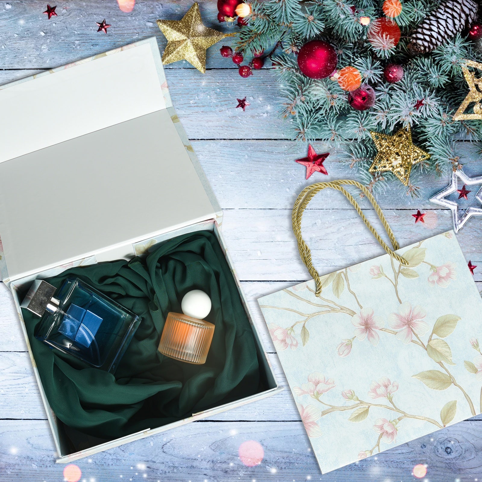 Gift Box 9.8"x7.9"x4", Magnetic Closure Rectangle Collapsible Box for Christmas,Valentine's Day and Anniversaries