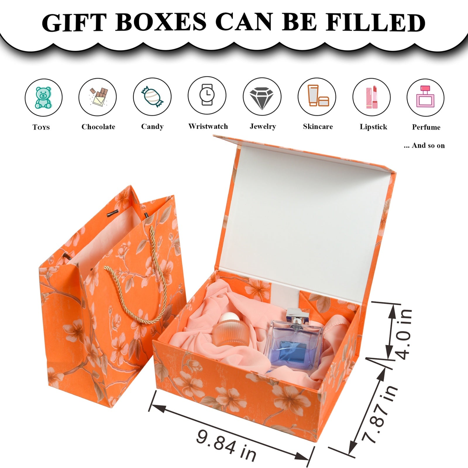 Luxurious Gift Box, 9.8"x7.9"x4" Magnetic Closure Rectangle Collapsible Box for Christmas,Valentine's Day and Anniversaries