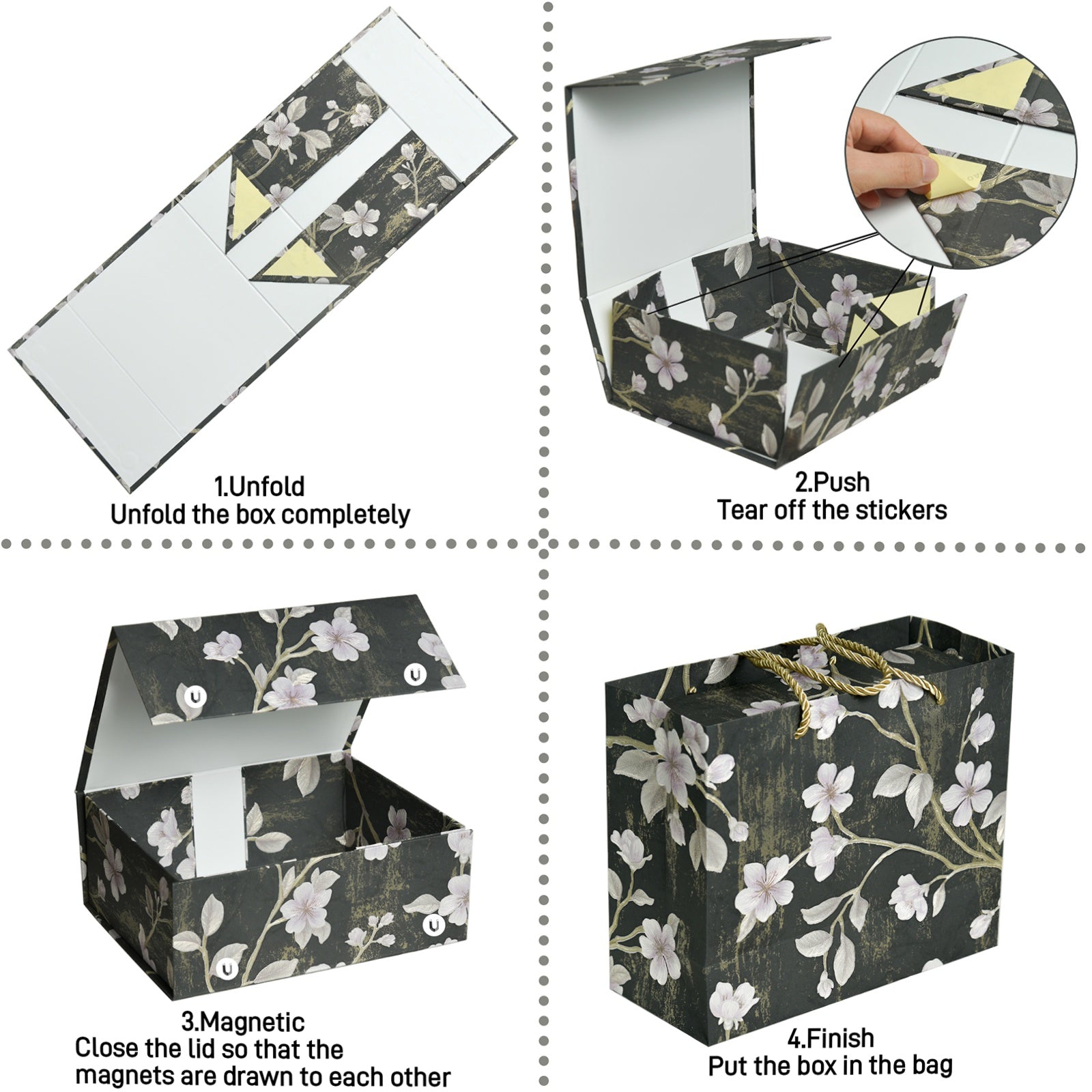 Gift Box 9.8"x7.9"x4" Magnetic Closure Rectangle Collapsible Box for Christmas,Valentine's Day and Anniversaries