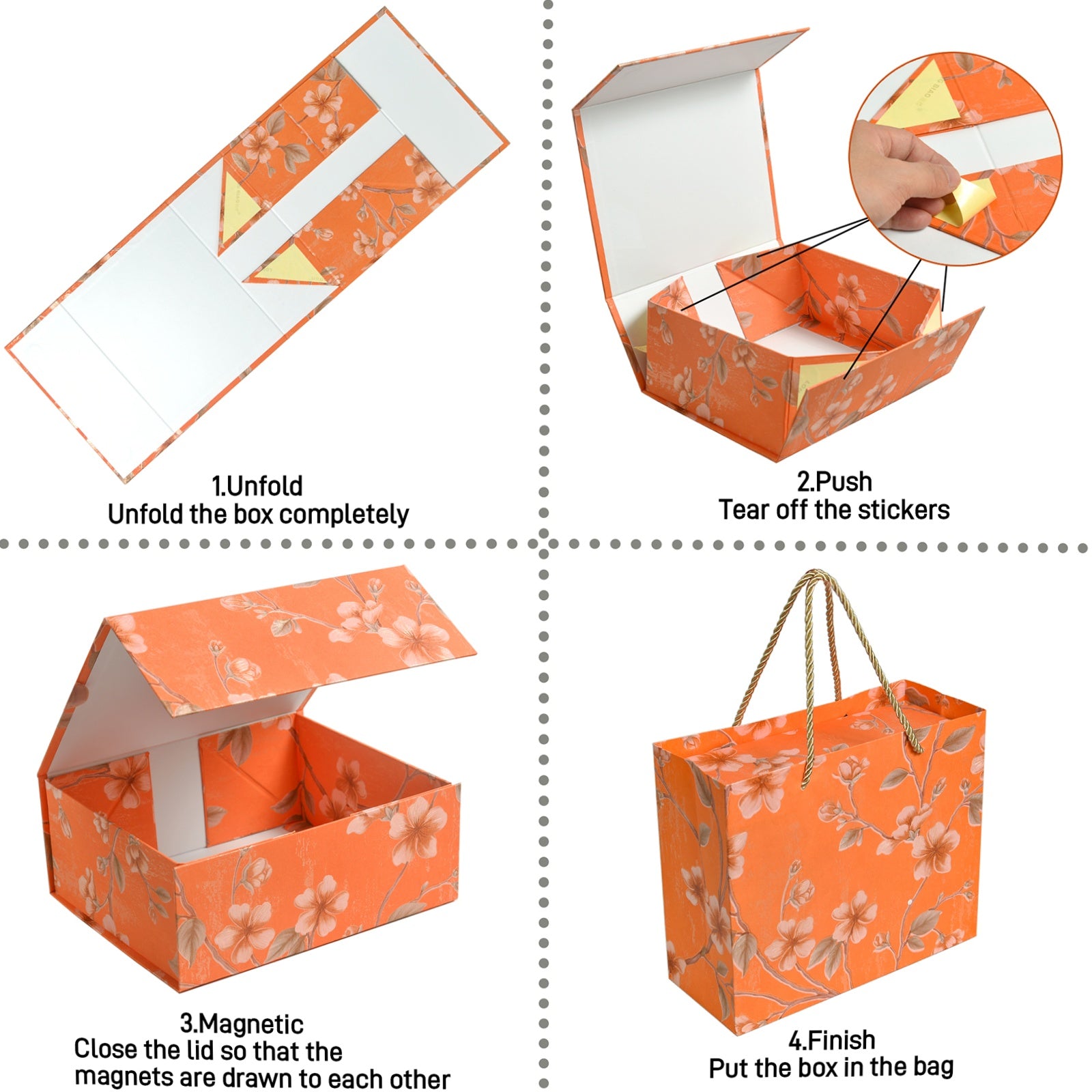 Luxurious Gift Box, 9.8"x7.9"x4" Magnetic Closure Rectangle Collapsible Box for Christmas,Valentine's Day and Anniversaries