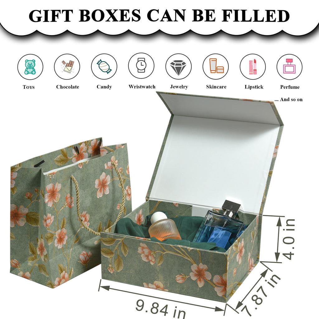 Luxurious Gift Box,9.8"x7.9"x4" Magnetic Closure Rectangle Collapsible Box for Christmas,Valentine's Day and Anniversaries