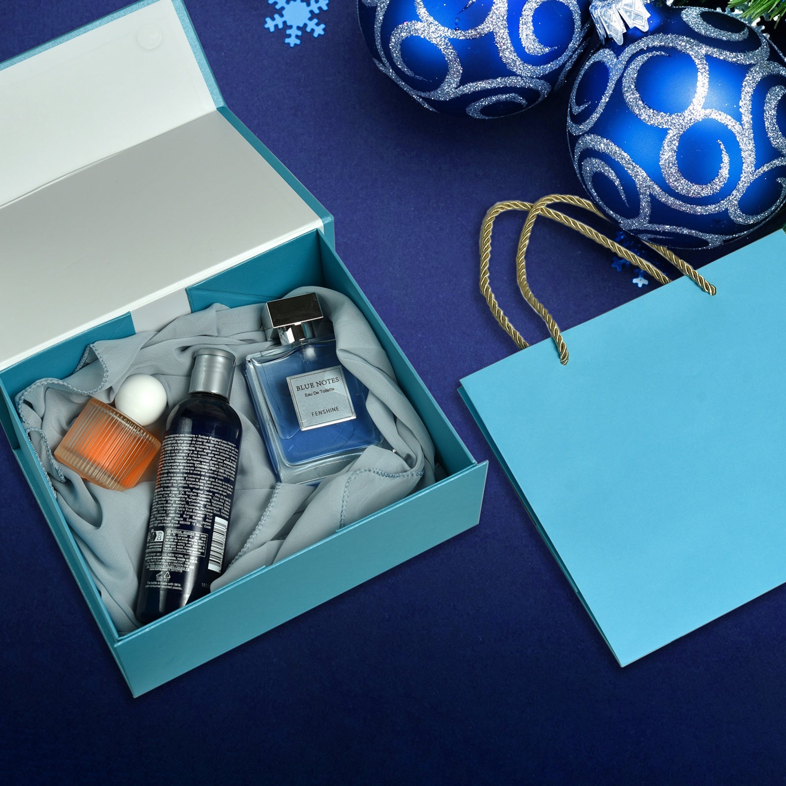 Luxury Gift Box with Lids Magnetic Closure Rectangle Collapsible for Christmas, Halloween, Birthday,Valentine's Day Gift Packging (Blue)