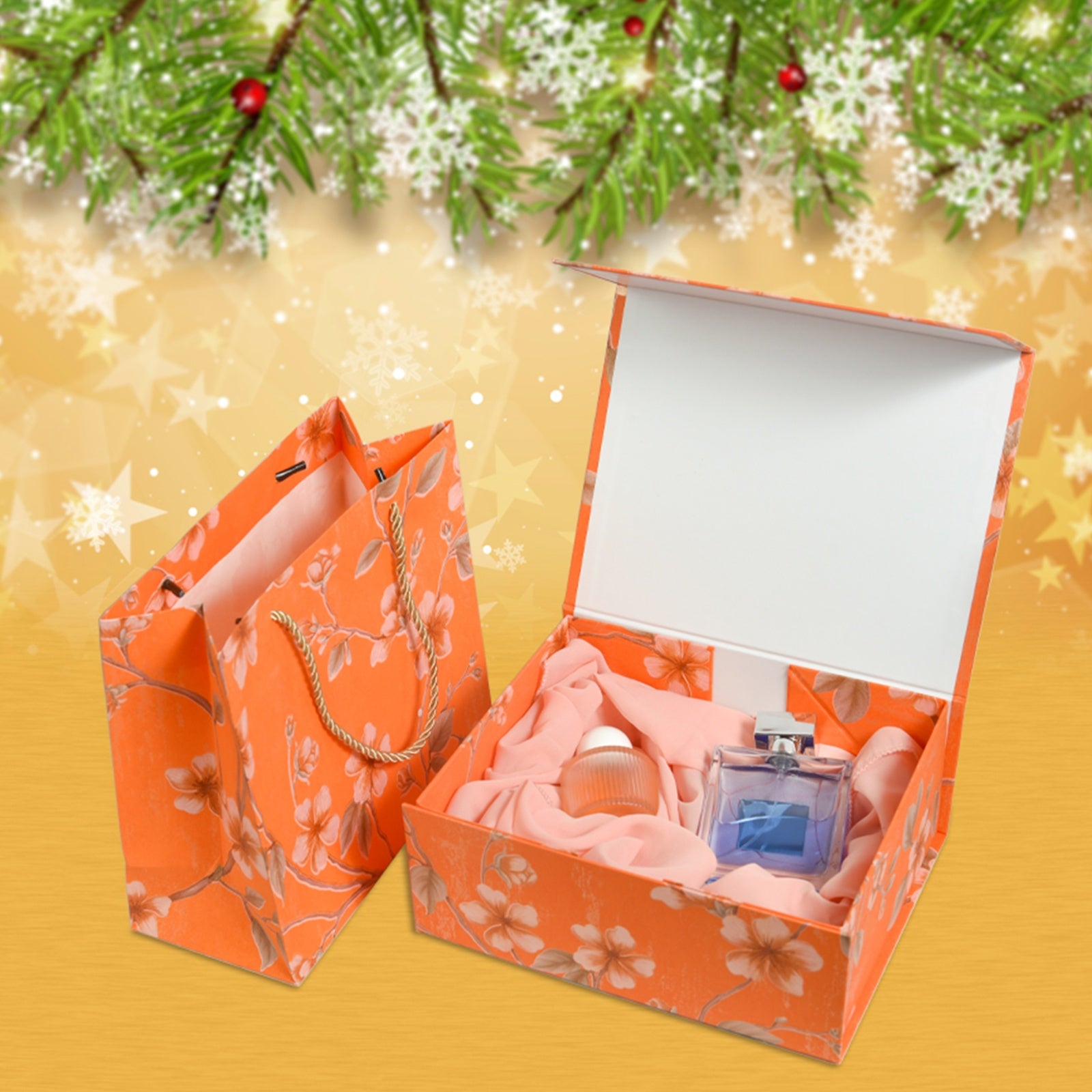 Luxurious Gift Box, 9.8"x7.9"x4" Magnetic Closure Rectangle Collapsible Box for Christmas,Valentine's Day and Anniversaries