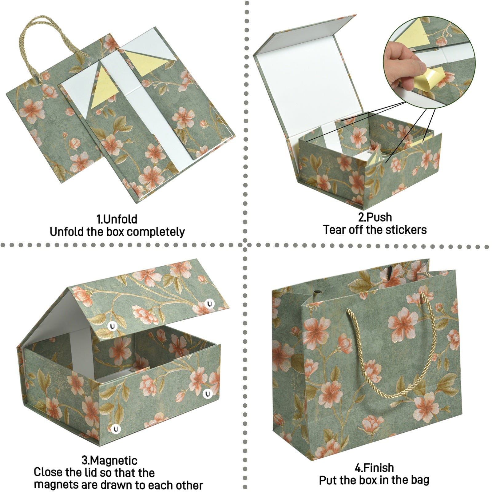 Luxurious Gift Box,9.8"x7.9"x4" Magnetic Closure Rectangle Collapsible Box for Christmas,Valentine's Day and Anniversaries