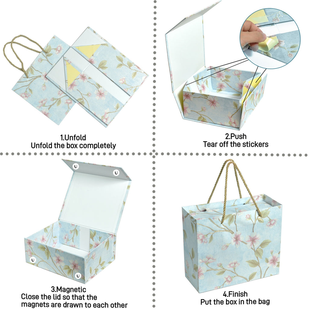 Gift Box 9.8"x7.9"x4", Magnetic Closure Rectangle Collapsible Box for Christmas,Valentine's Day and Anniversaries