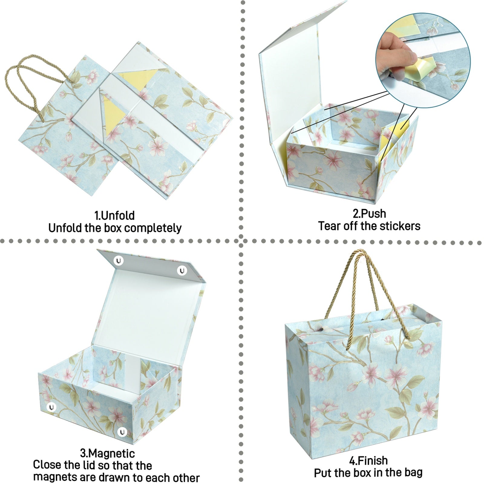 Gift Box 9.8"x7.9"x4", Magnetic Closure Rectangle Collapsible Box for Christmas,Valentine's Day and Anniversaries