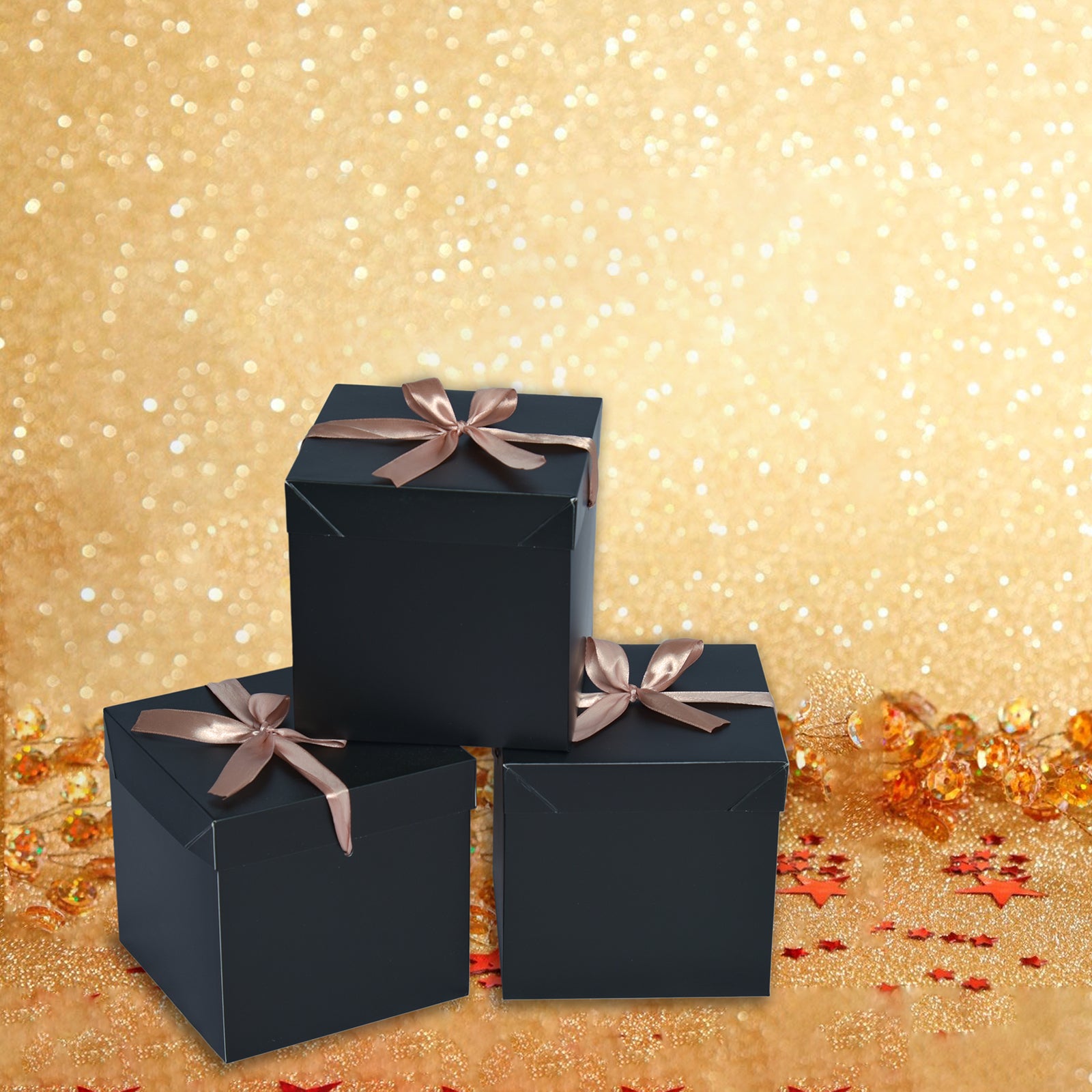 12 Pcs Christmas Gift Box with Lids,Black Box for Birthdays,Weddings, Valentine's Day,Christmas,Anniversary.(Black, 4x4x4 Inch)