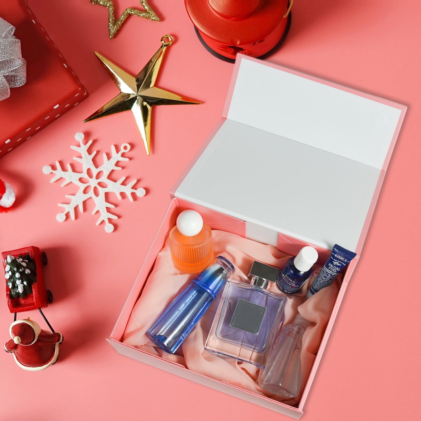 Luxury Gift Box with Lid Magnetic Closure Rectangle Collapsible for Christmas, Halloween, Birthday,Valentine's Day Gift Packging (Pink)
