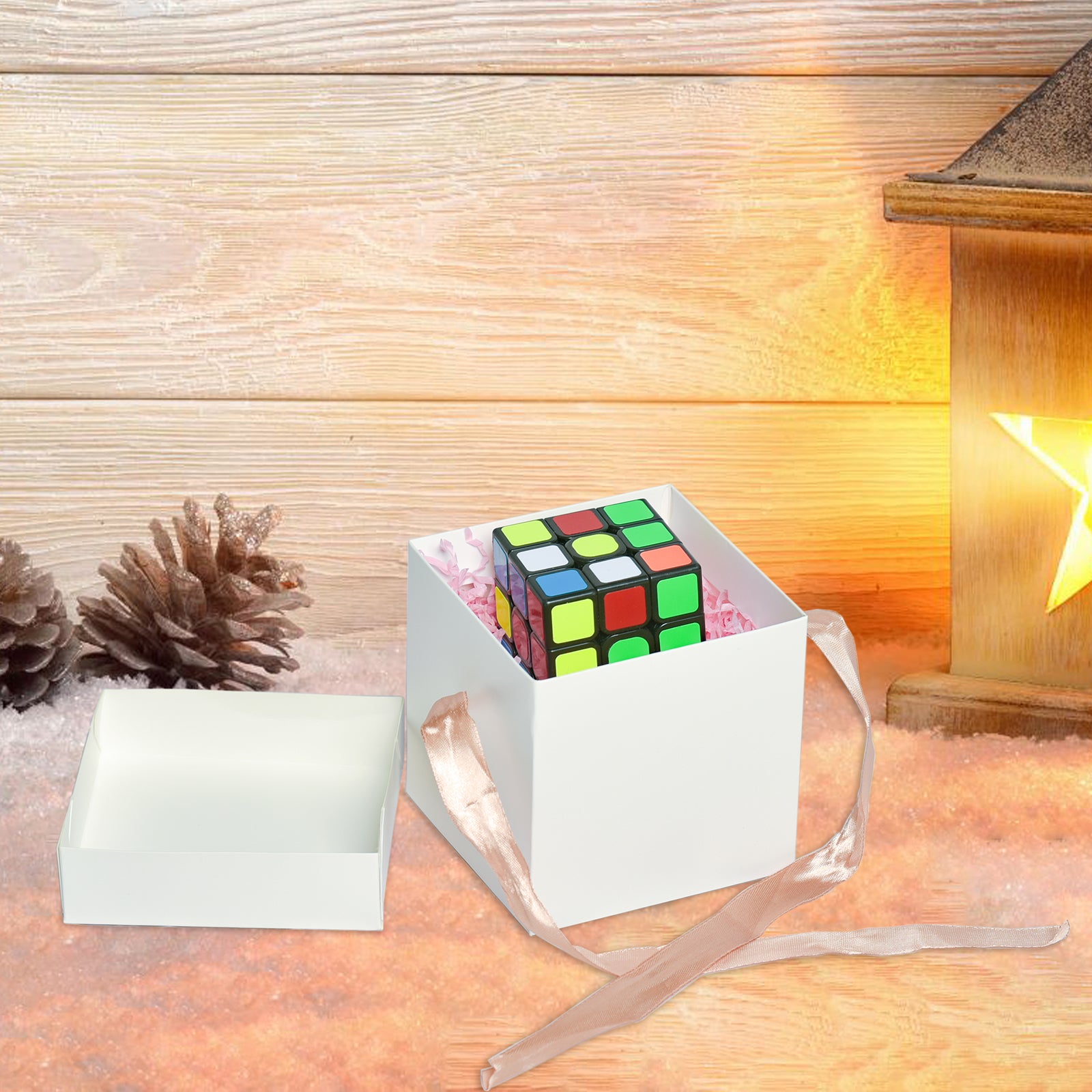 12 Pcs Squared Gift Boxes with Lids,White Gift Boxes for Birthdays Christmas,Mother's Day, Valentine's Day (White, 4x4x4 Inch)