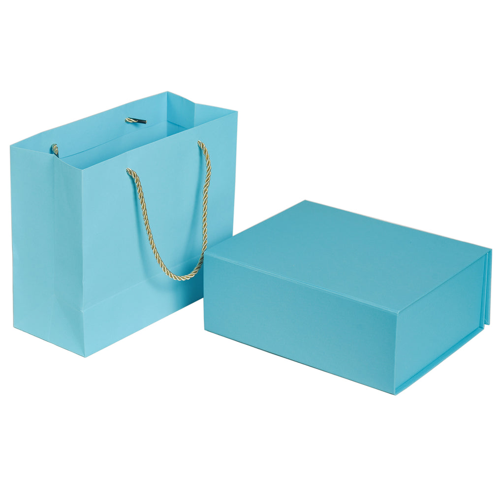 Luxury Gift Box with Lids Magnetic Closure Rectangle Collapsible for Christmas, Halloween, Birthday,Valentine's Day Gift Packging (Blue)