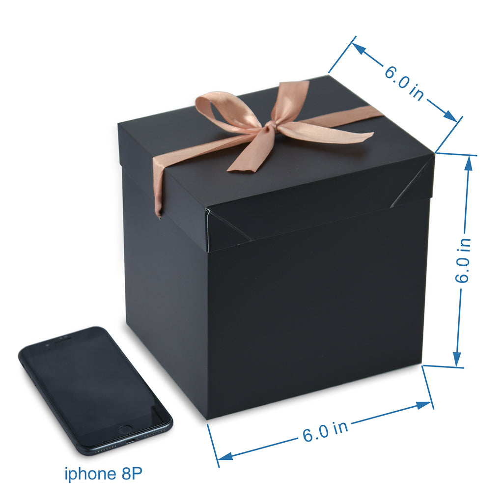 12 Pcs Black Boxes with lids,Beautiful Squared Boxes with Lids Perfect for Weddings, Birthday, Christmas, Valentines Day(Black, 6x6x6 Inch)