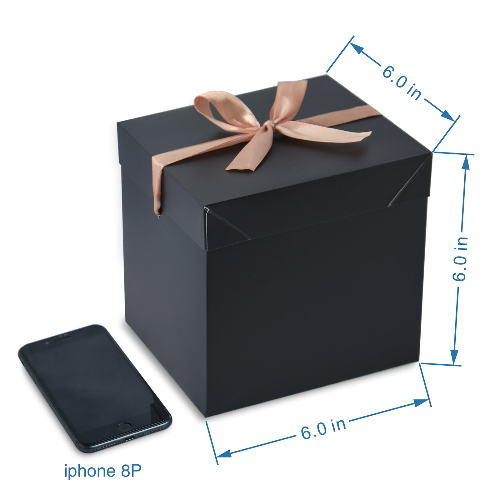 12 Pcs Black Boxes with lids,Beautiful Squared Boxes with Lids Perfect for Weddings, Birthday, Christmas, Valentines Day(Black, 6x6x6 Inch)