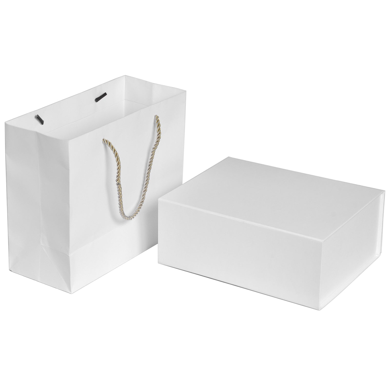 Luxury Gift Box with Lid Magnetic Closure Rectangle Collapsible for Christmas, Halloween, Birthday,Valentine's Day Gift Packging (White)