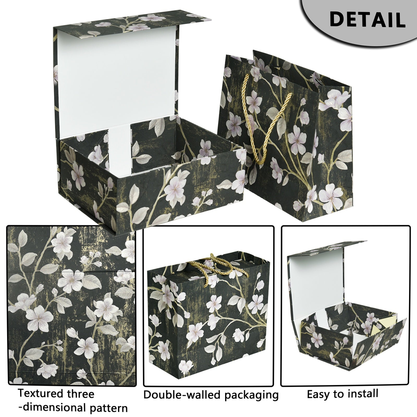 Gift Box 9.8"x7.9"x4" Magnetic Closure Rectangle Collapsible Box for Christmas,Valentine's Day and Anniversaries