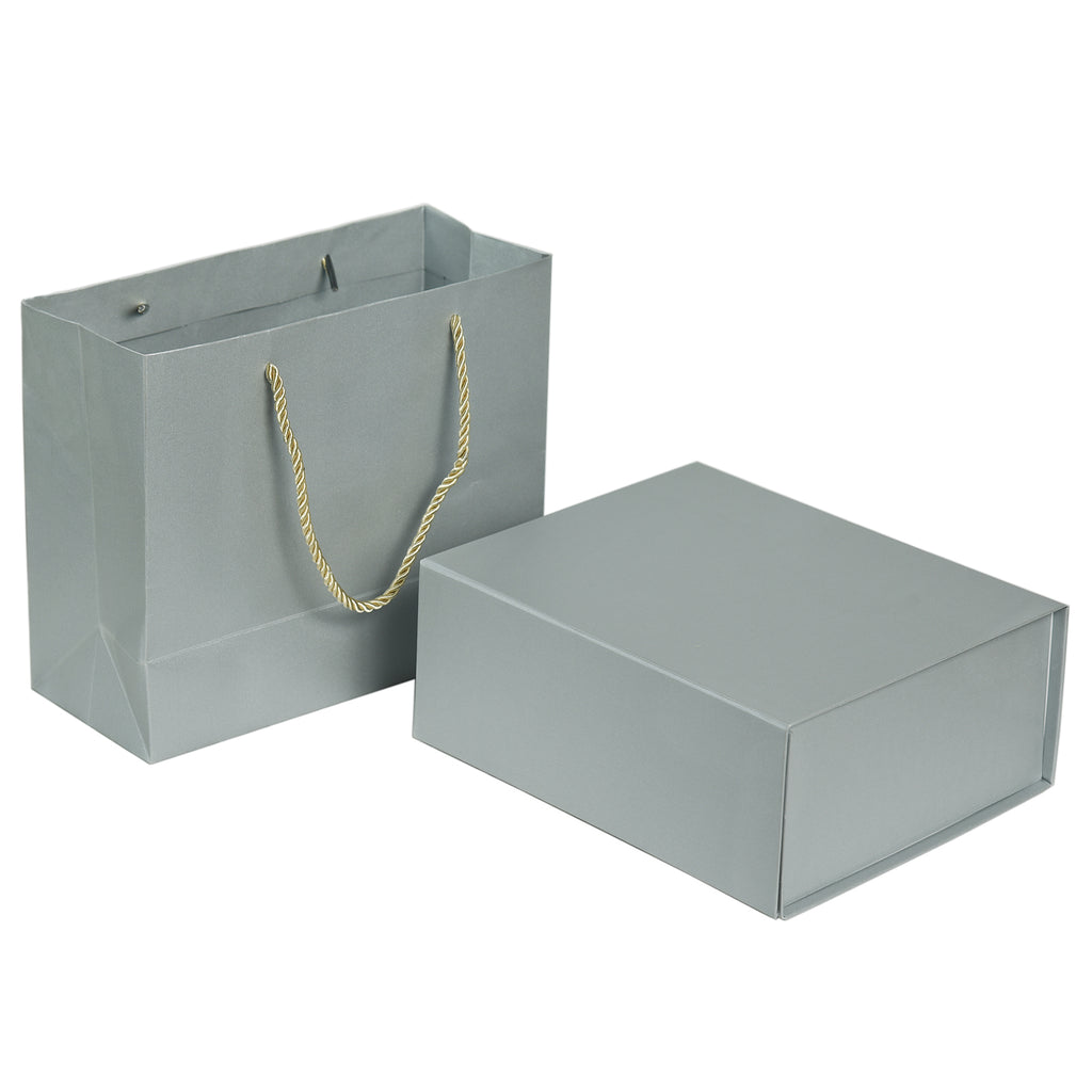 Luxury Gift Box with Lid Magnetic Closure Rectangle Collapsible for Christmas, Halloween, Birthday,Valentine's Day Gift Packging(Silver)