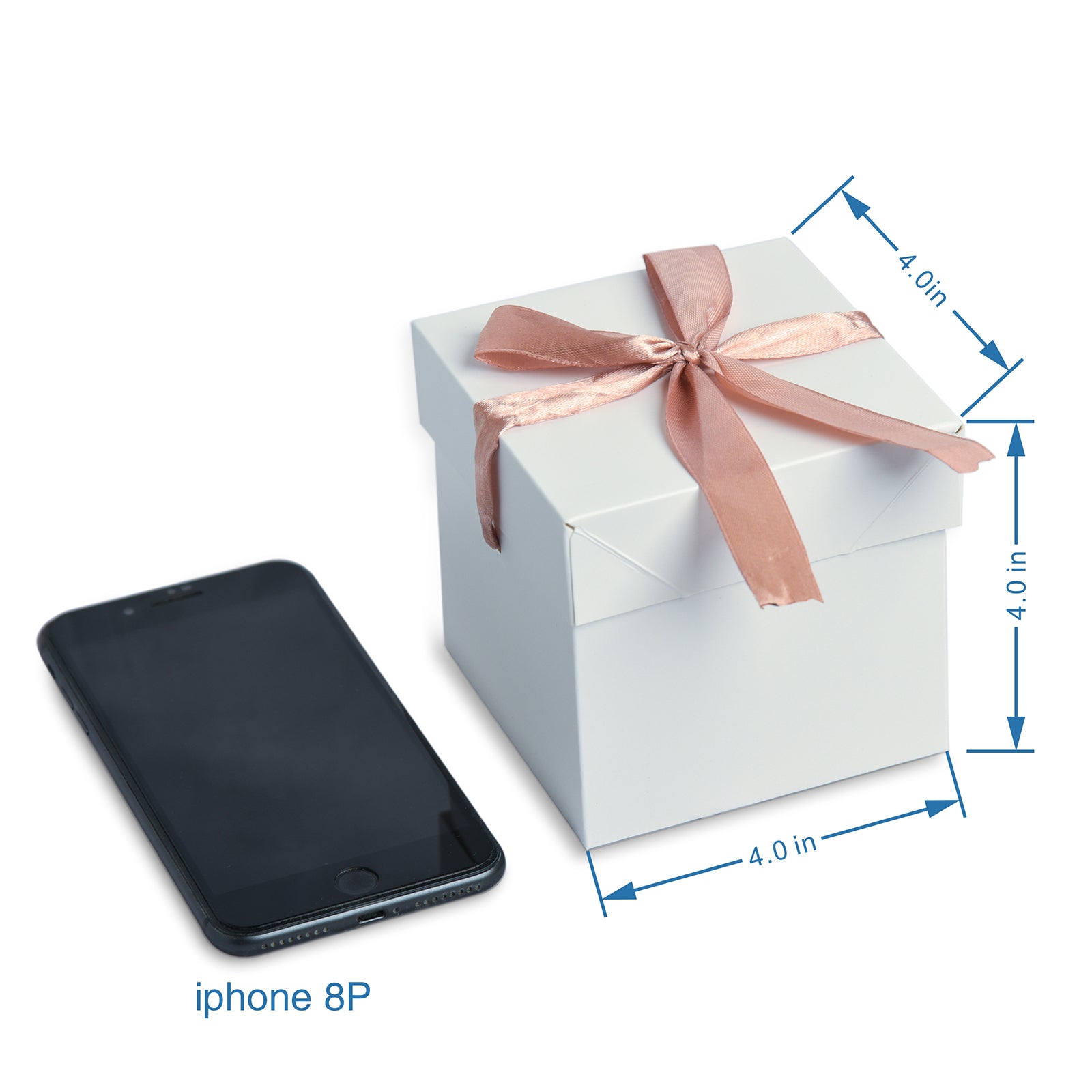 12 Pcs Squared Gift Boxes with Lids,White Gift Boxes for Birthdays Christmas,Mother's Day, Valentine's Day (White, 4x4x4 Inch)