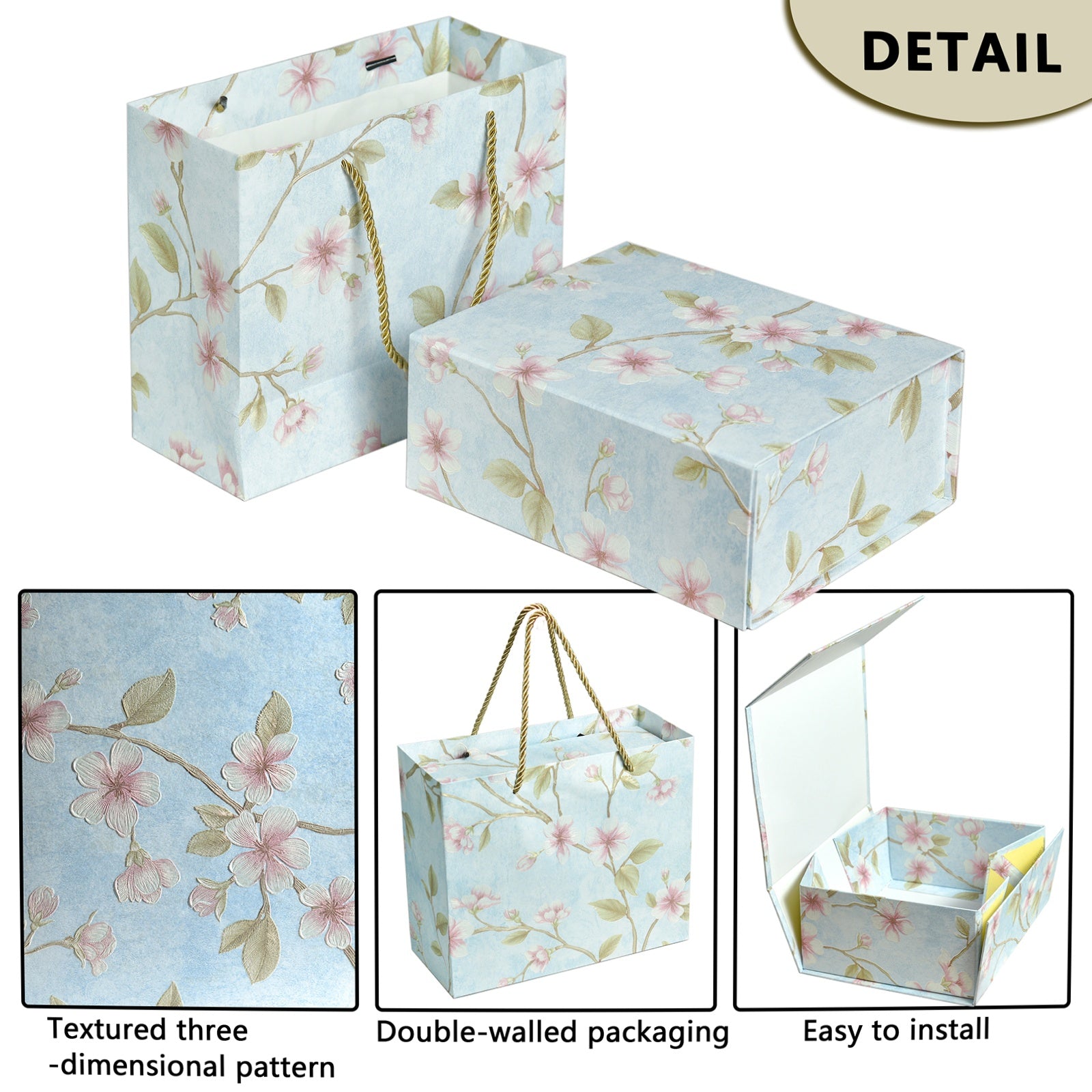 Gift Box 9.8"x7.9"x4", Magnetic Closure Rectangle Collapsible Box for Christmas,Valentine's Day and Anniversaries