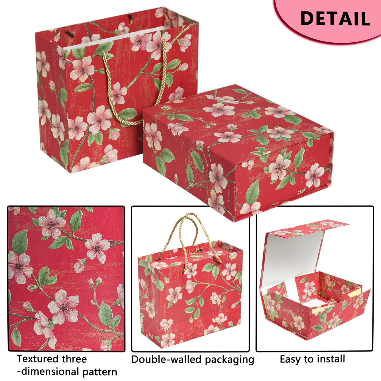 Luxurious Gift Box 9.8"x7.9"x4" Magnetic Closure Rectangle Collapsible Box for Christmas,Valentine's Day and Anniversaries