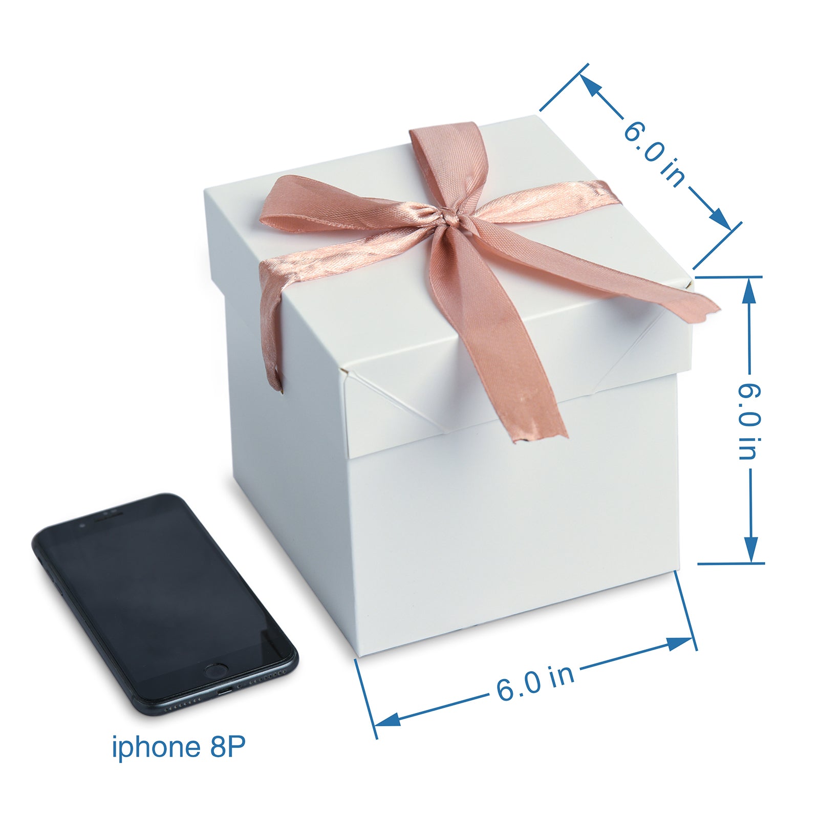 12 Pcs Squared Gift Boxes with Lids,White Gift Boxes for Birthdays Christmas,Mother's Day, Valentine's Day (White, 6x6x6 Inch)