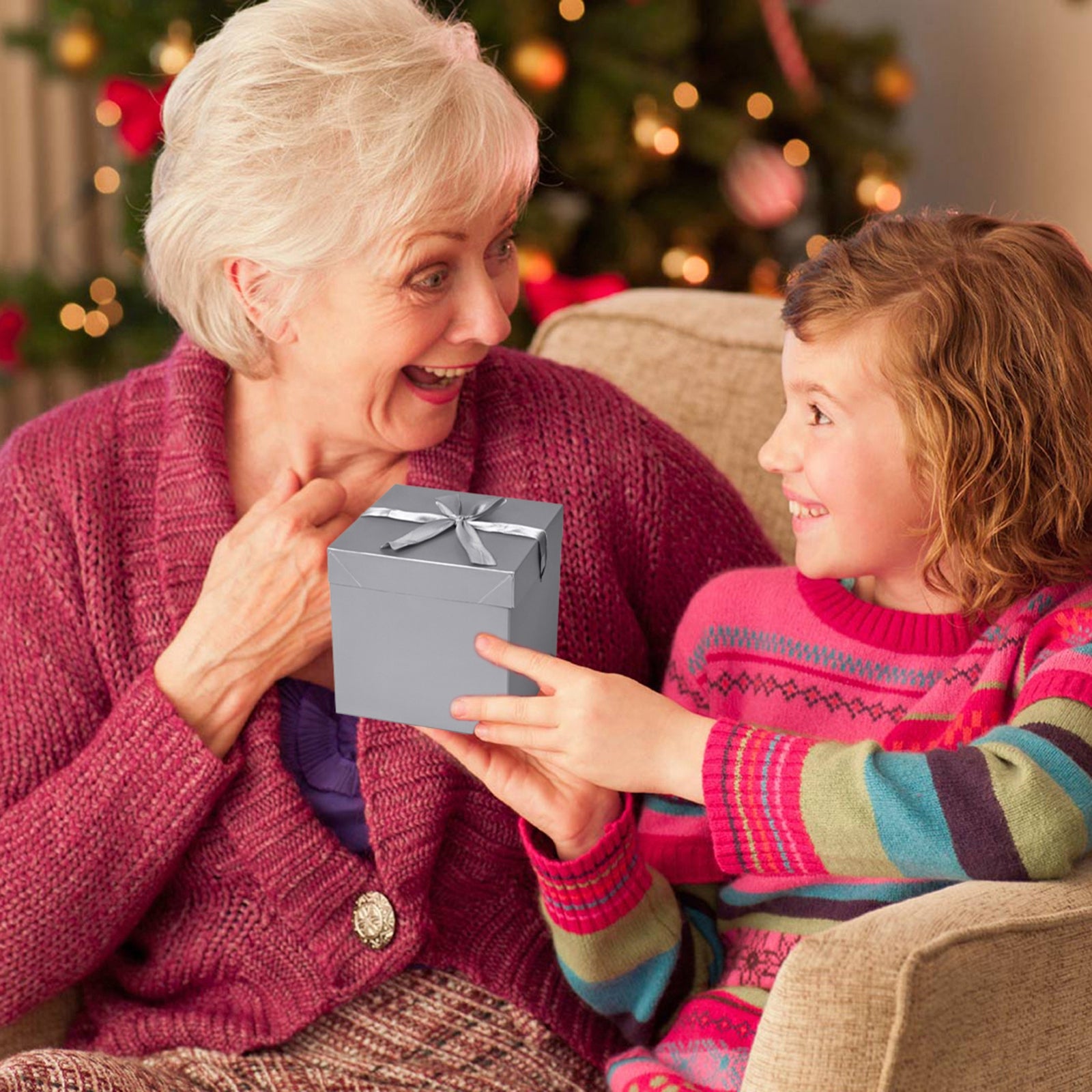 12 Pack Christmas Gift Box, New Year Gift Boxes, Silver Boxes for Birthday's Present and Anniversary (Silver, 6”×6”×6”)