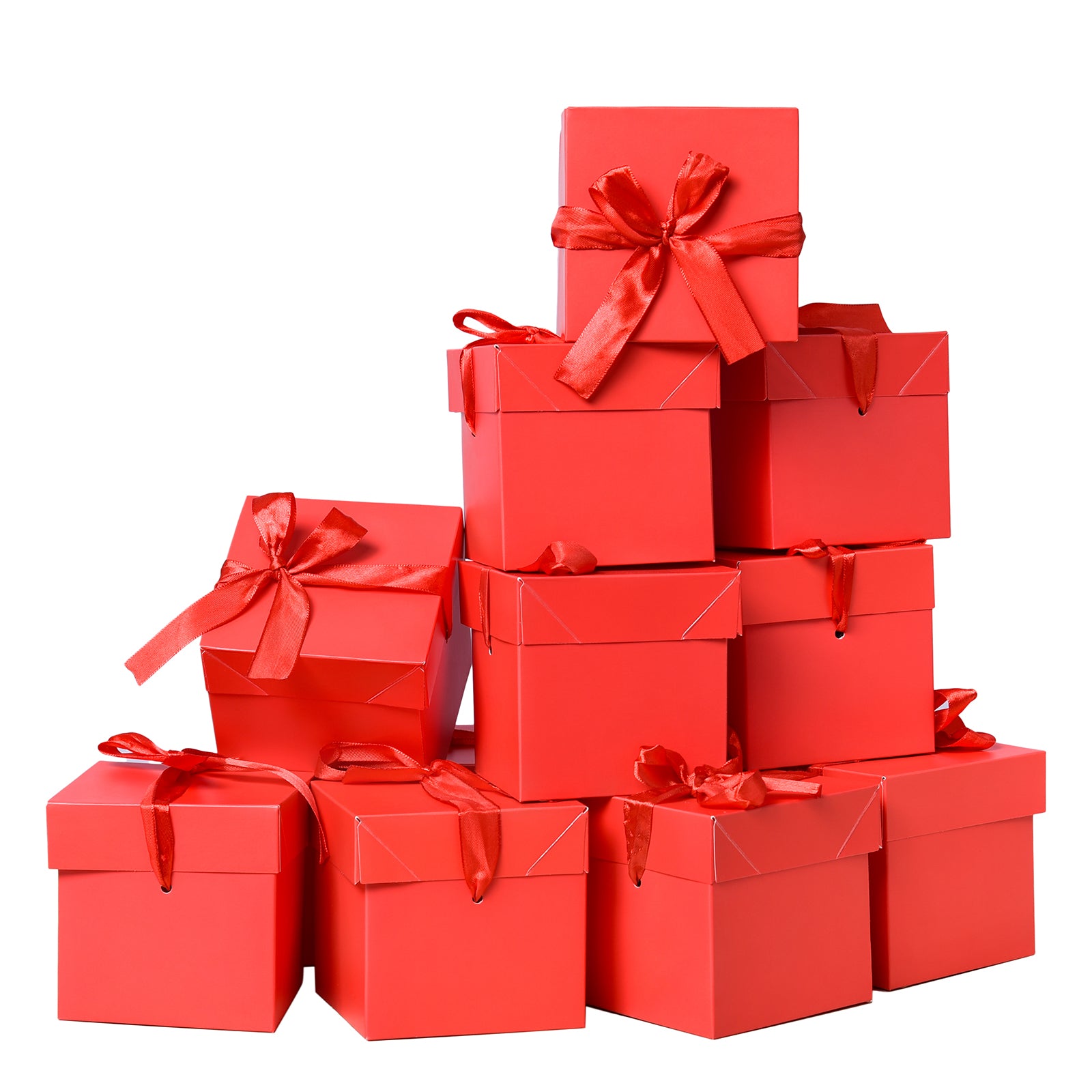 12 Pack Gift Boxes with Lids, Gift Boxes for Presents, flower boxes for arrangements,Wedding, Birthday, Party Favor (Red, 4”×4”×4”)