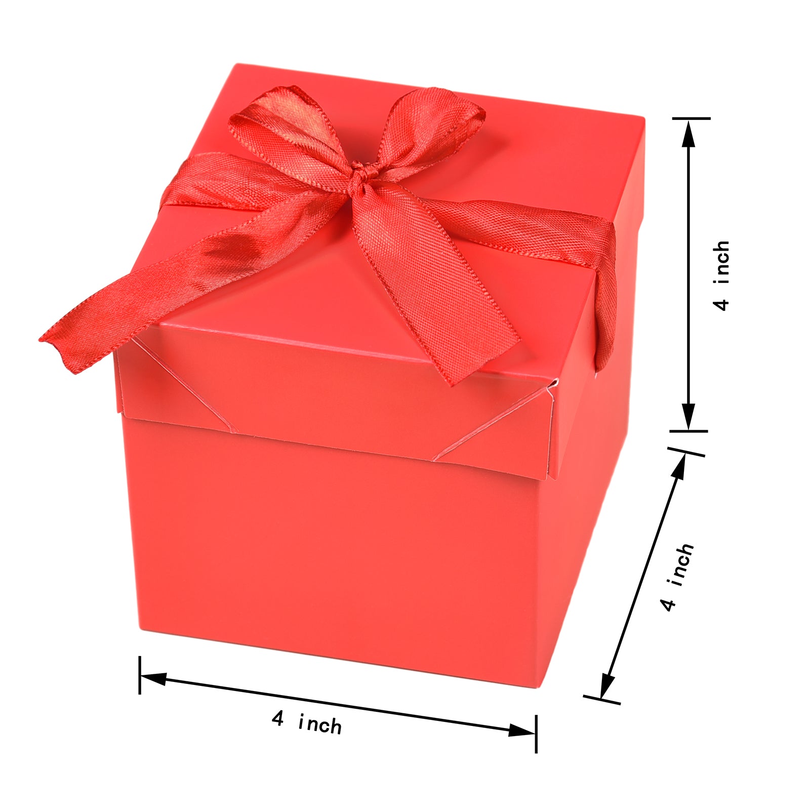 12 Pack Gift Boxes with Lids, Gift Boxes for Presents, flower boxes for arrangements,Wedding, Birthday, Party Favor (Red, 4”×4”×4”)