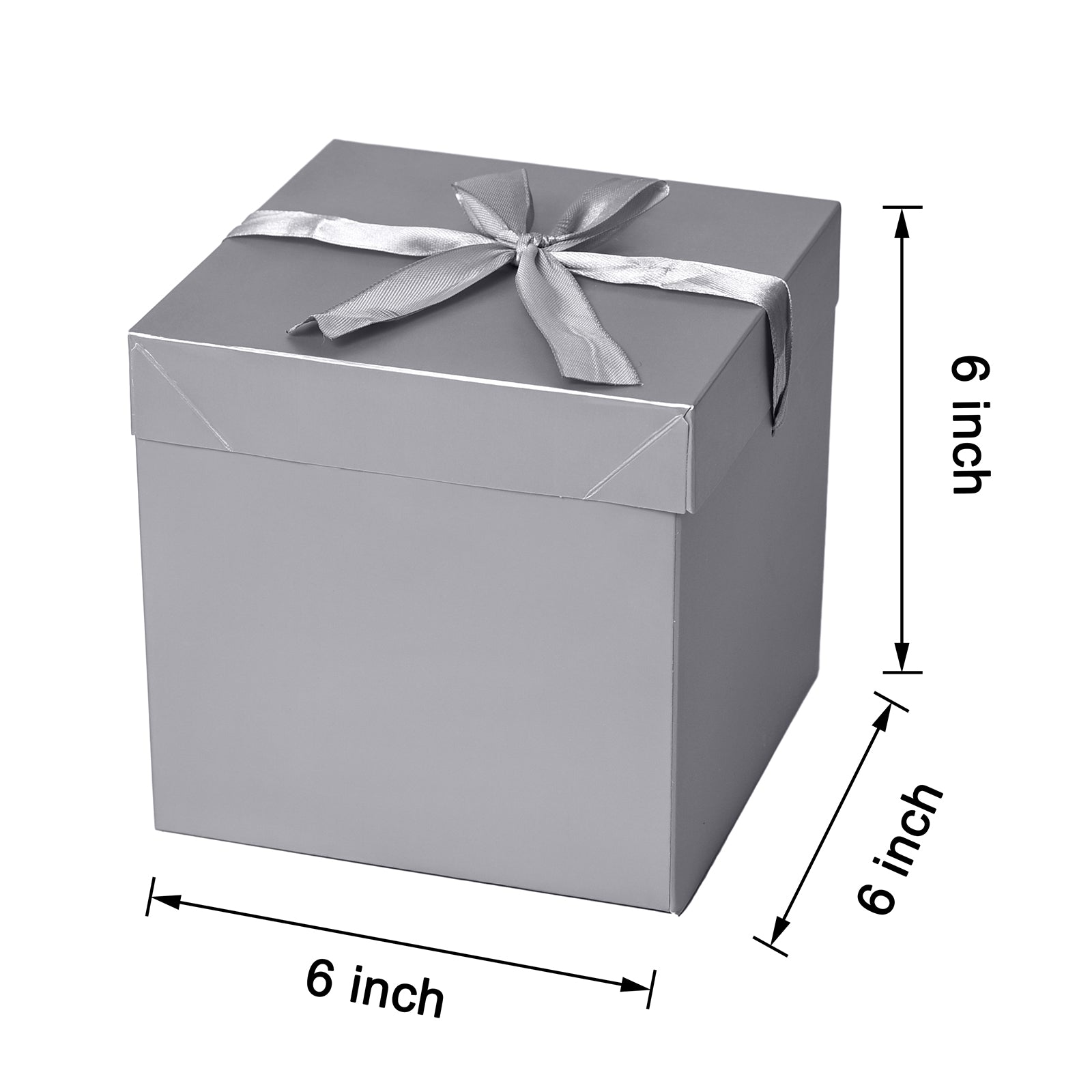 12 Pack Christmas Gift Box, New Year Gift Boxes, Silver Boxes for Birthday's Present and Anniversary (Silver, 6”×6”×6”)