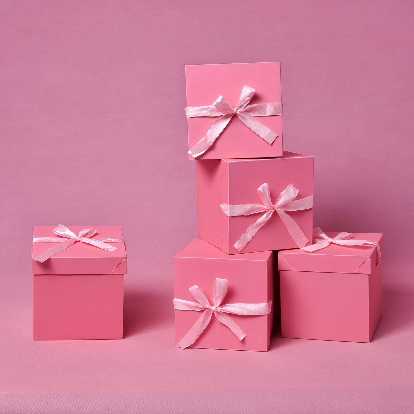 12 Pcs Squared Gift Box with Lids,Pink Boxes for Present Birthday Wedding Valentines Christmas & Party,Gift Box(Pink, 6”×6”×6”)