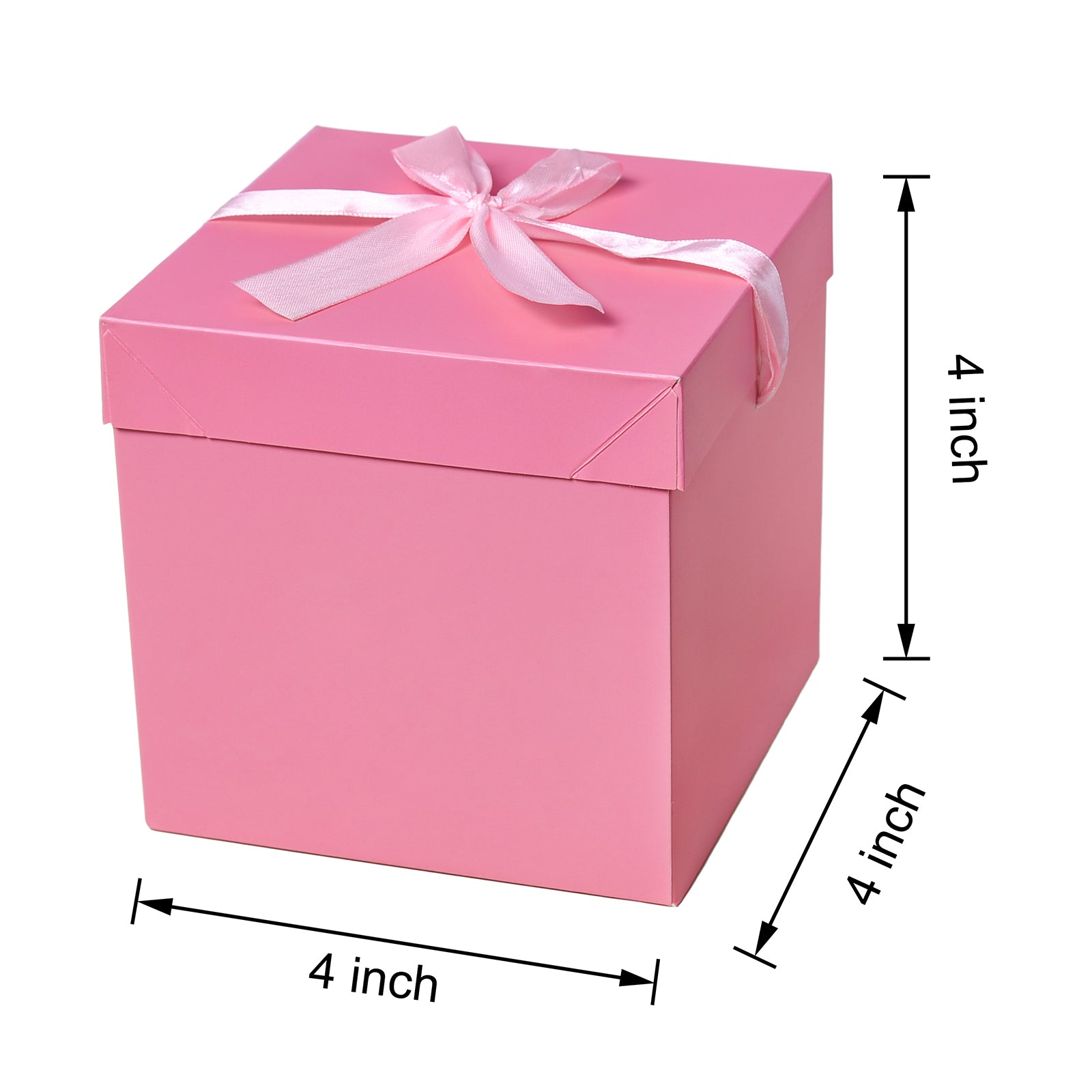 12 Pcs Christmas Gift Box with Lids,Pink Boxes for Presents Birthday Wedding Valentines Christmas &amp; Party(Pink, 4”×4”×4”)