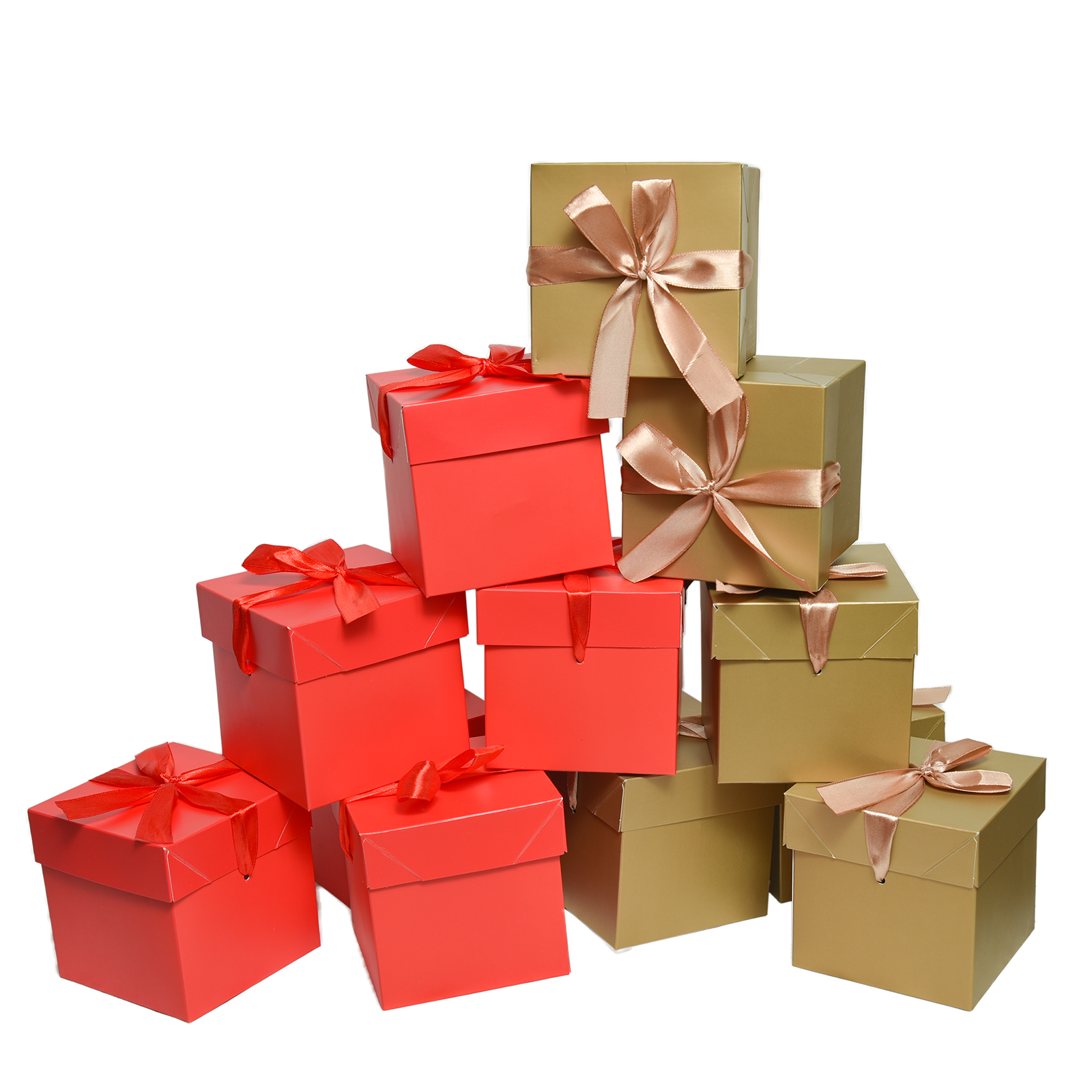 6 Gold &6 Red Gift Boxes with Lids,Beautiful Squared Boxes with Lids Perfect for Weddings, Birthday, Graduations, Holidays, Christmas, Valentines Day (Gold & Red, 6x6x6 Inch,Pack of 12)