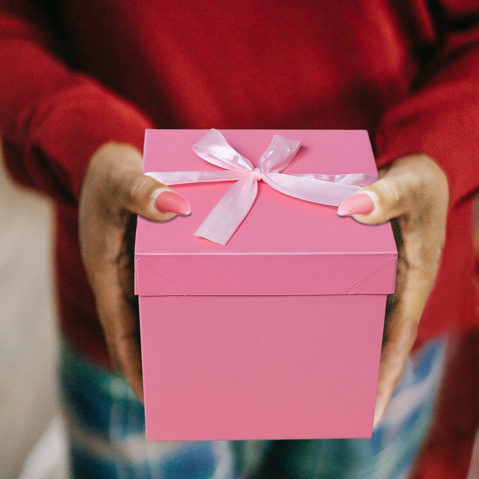 12 Pcs Squared Gift Box with Lids,Pink Boxes for Present Birthday Wedding Valentines Christmas & Party,Gift Box(Pink, 6”×6”×6”)