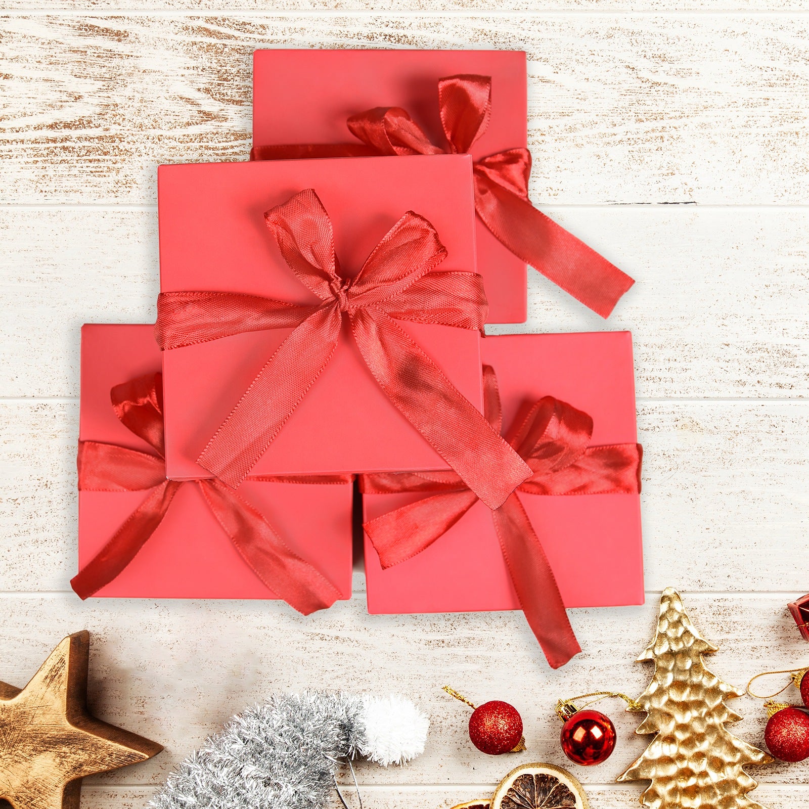 12 Pack Gift Boxes with Lids, Gift Boxes for Presents, flower boxes for arrangements,Wedding, Birthday, Party Favor (Red, 4”×4”×4”)