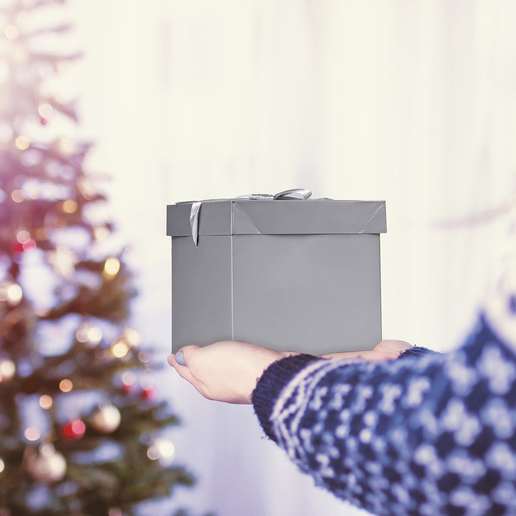 12 Pack Christmas Gift Box, New Year Gift Boxes, Silver Boxes for Birthday's Present and Anniversary (Silver, 6”×6”×6”)