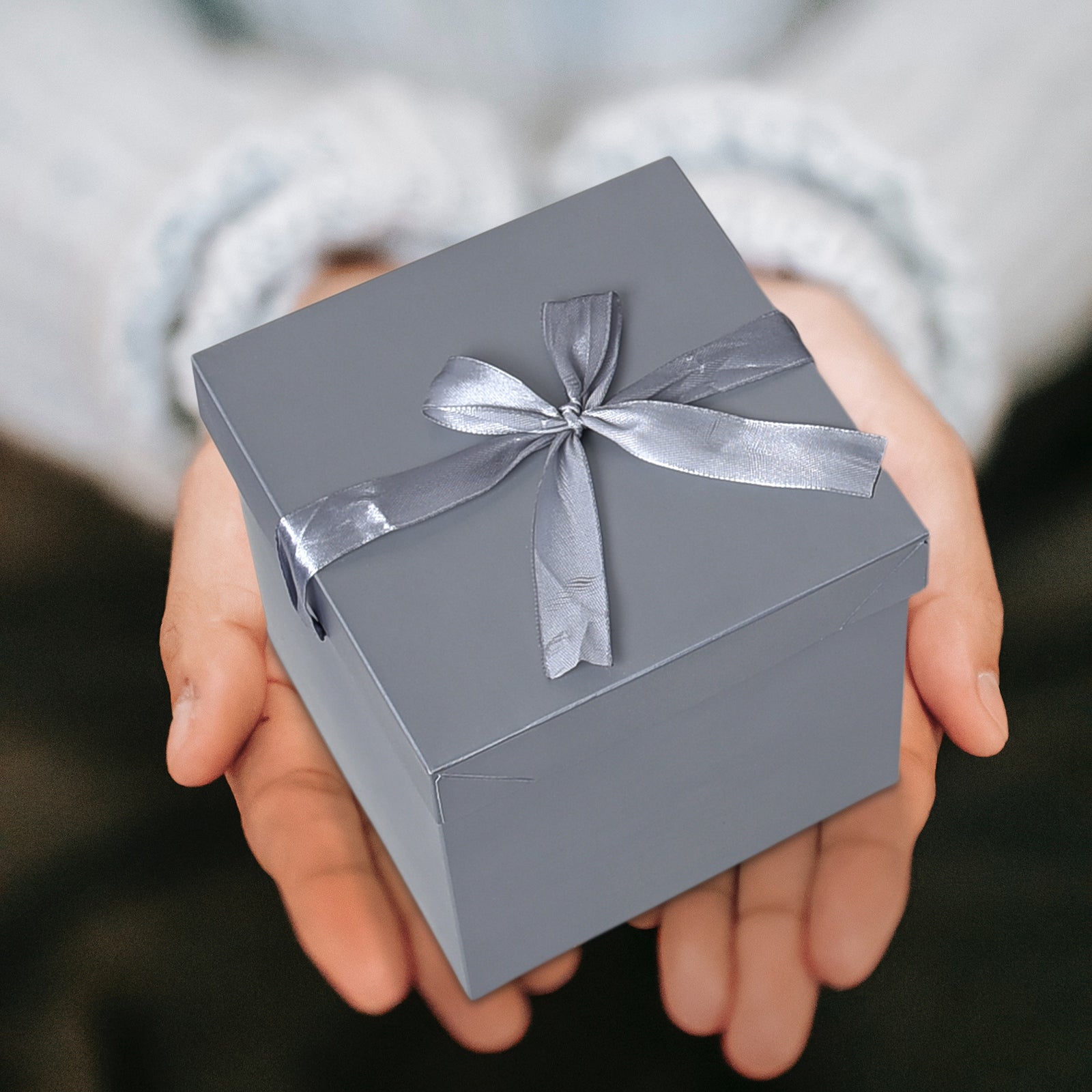 12 Pack Christmas Gift Box for Birthday's Present and Anniversary (Silver, 4”×4”×4”)