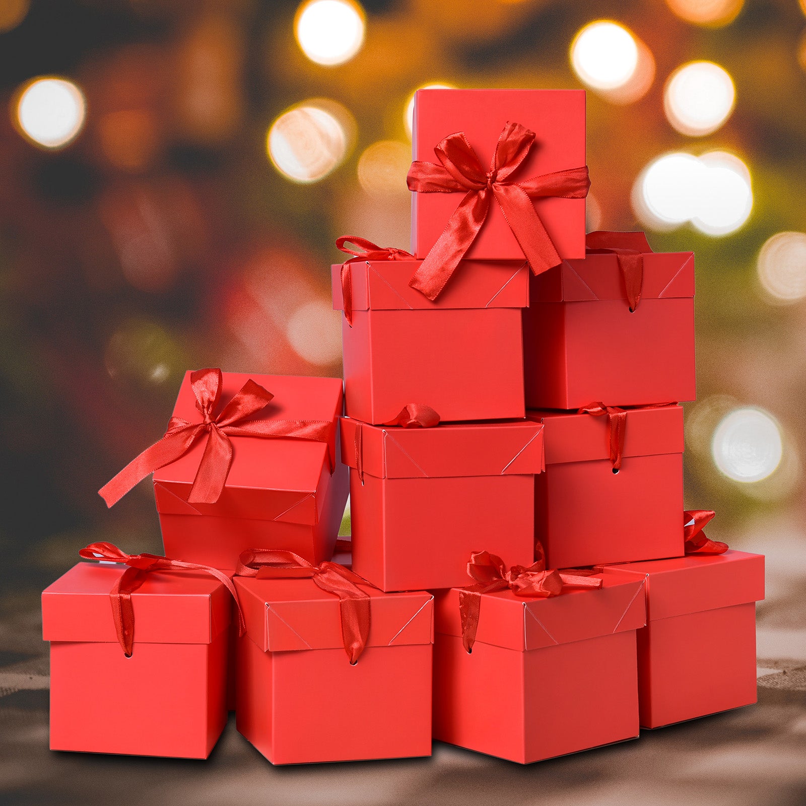 12 Pack Gift Boxes with Lids, Gift Boxes for Presents, flower boxes for arrangements,Wedding, Birthday, Party Favor (Red, 4”×4”×4”)
